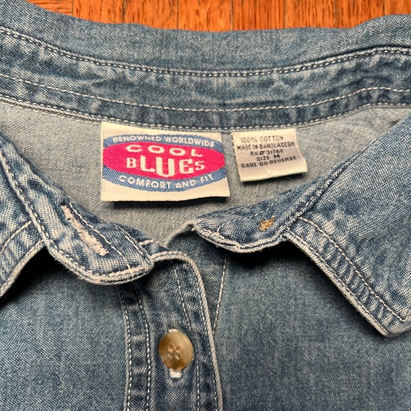 Vintage 90s Cool Blues Women's M Denim Embroidered Autumn Shirt - Picture 3 of 8